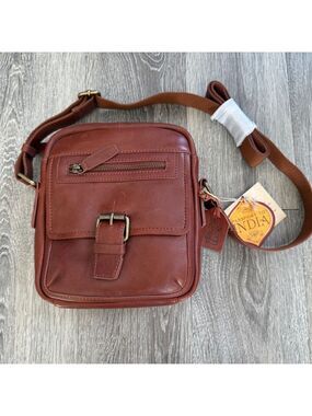 Passport to India Genuine Leather Crossbody Bag